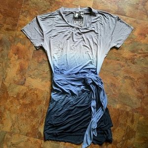 YFB blue ombré wrap mini dress